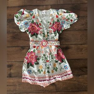 NWT Caroline Constas Floral belted romper jumpsuit size 8